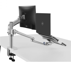 WERGON - Luna - Dubbel hållare med gasfjäder för en bärbar dator 11-17"+ A monitor / LCD-skärm max 27" - Silver