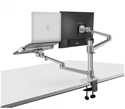 WERGON - Noah - Justerbar Dual Desktop-hållare - skärm Max 27"/ Laptop 11-17" - Silver