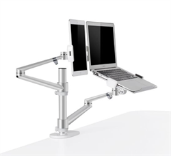WERGON - Konrad - Justerbar dubbelhållare - För en bärbar dator 11-17" + en bildskärm Max 27" - Silver